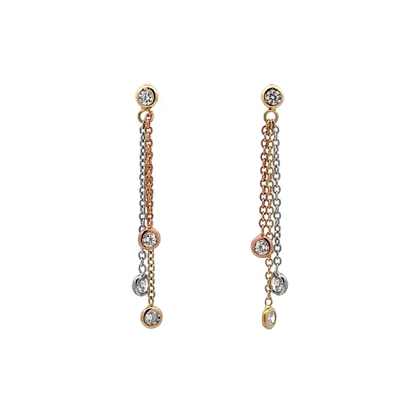 Pendant Earrings with Zircones in Gold
