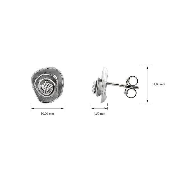 Earrings with White Gold Zircons