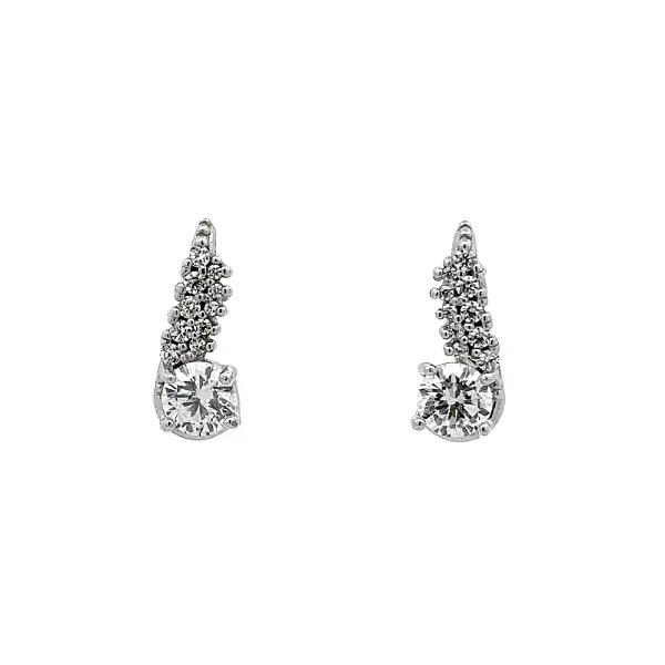 Earrings with White Gold Zircons