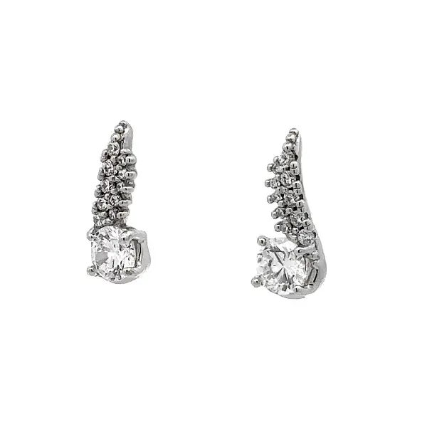 Earrings with White Gold Zircons