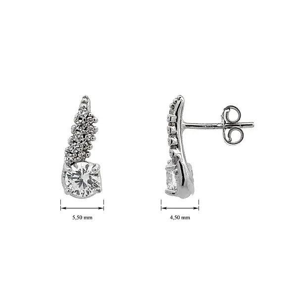 Earrings with White Gold Zircons