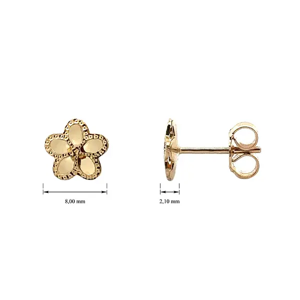 Gold Pecek Earrings Flower