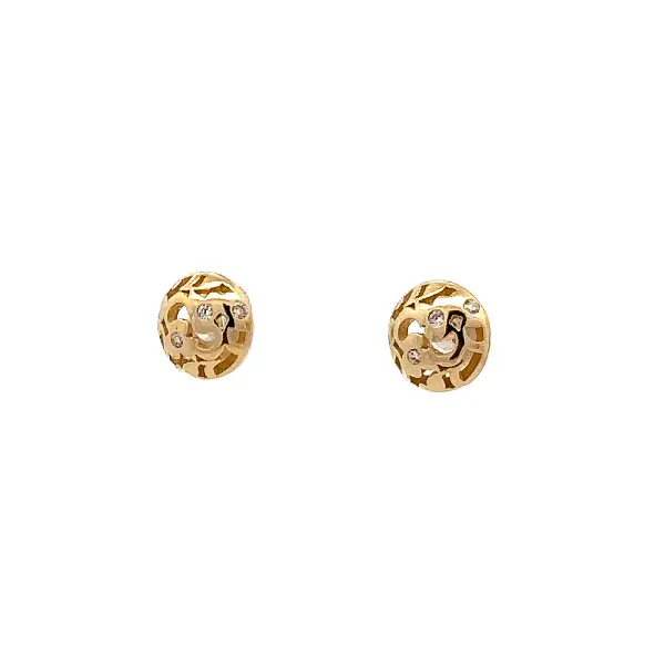 Gold Pecky Earrings with Zircones
