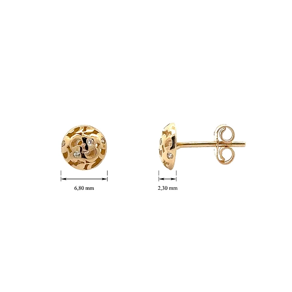 Gold Pecky Earrings with Zircones