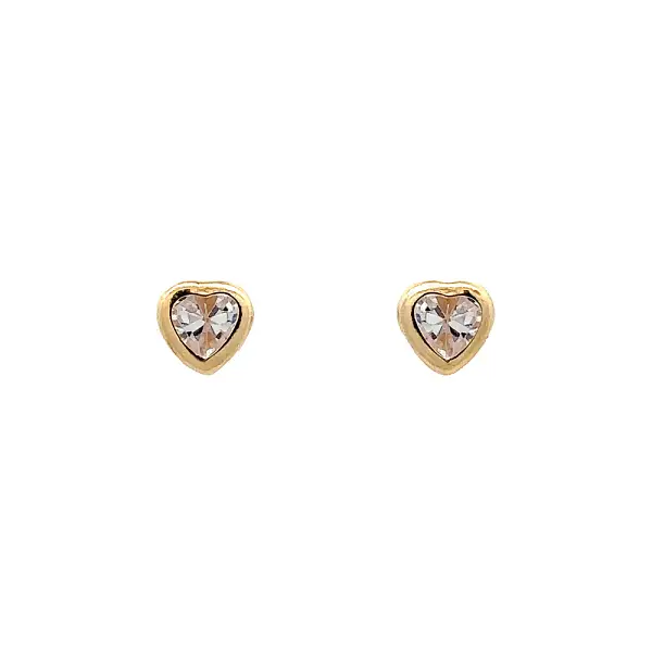 Gold Earrings Heart with Zircons