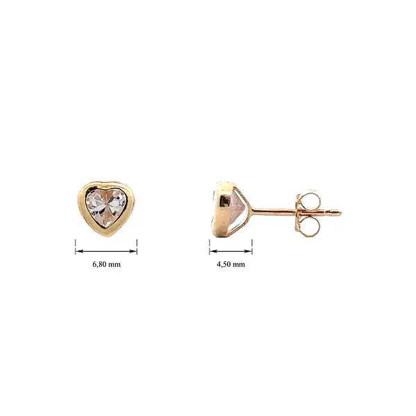 Gold Earrings Heart with Zircons