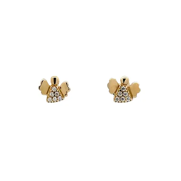 Gold Pecek Earrings Angel with Zircones