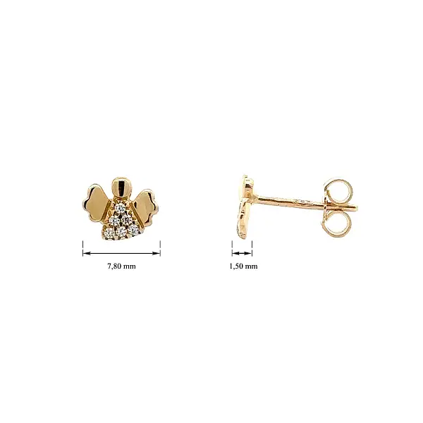 Gold Pecek Earrings Angel with Zircones