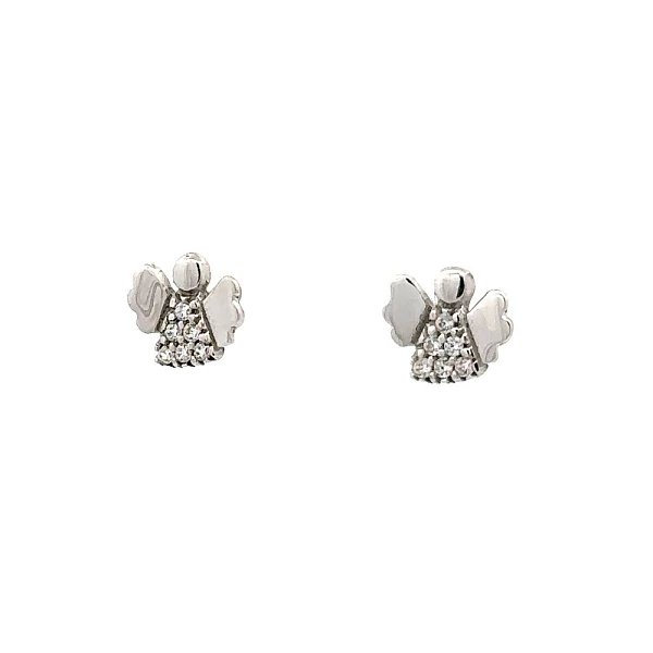 Earrings Angel with White Gold Zircons