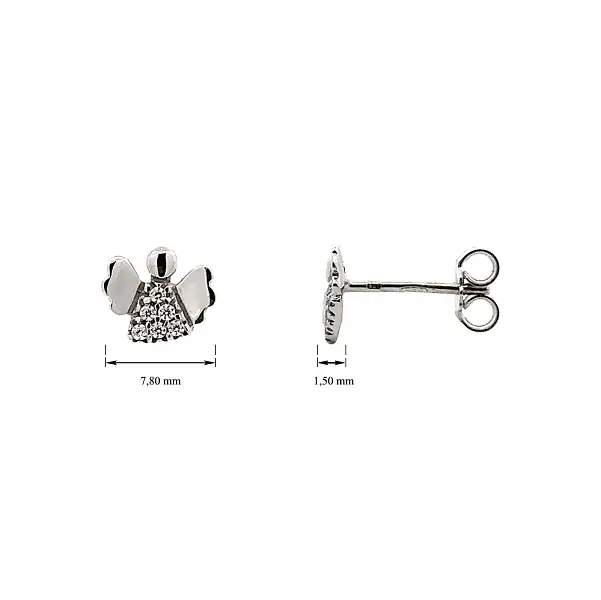 Earrings Angel with White Gold Zircons