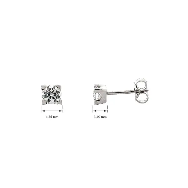 Earrings with White Gold Zircons
