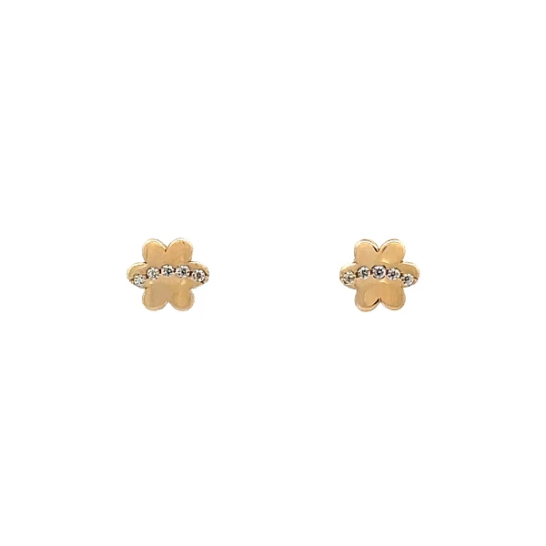 Gold Pecek Earrings Flower with Zircones