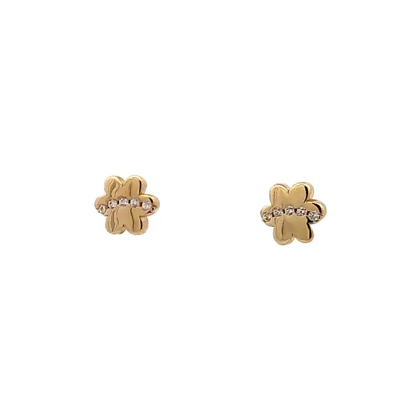 Gold Pecek Earrings Flower with Zircones