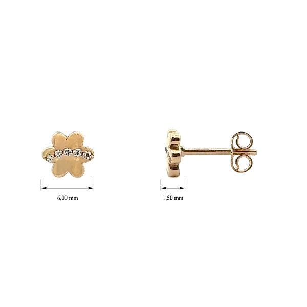 Gold Pecek Earrings Flower with Zircones