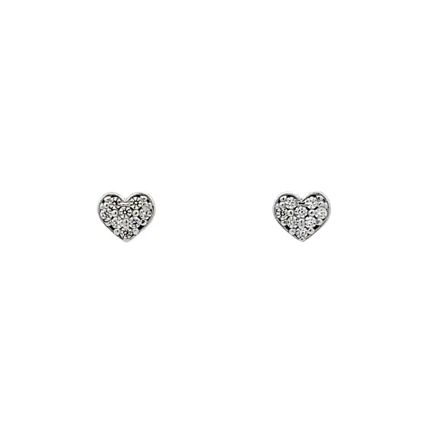 Heart Earrings with Zircones in White Gold