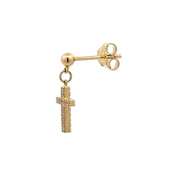 Gold Earrings Cross with Zircons