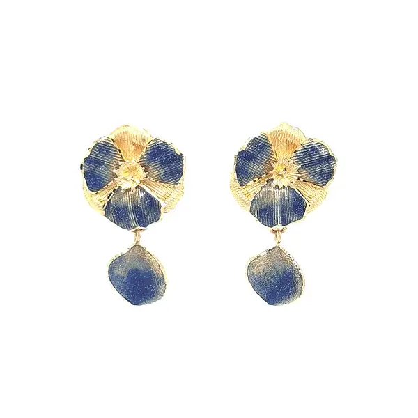 Gold Earrings with Enamel