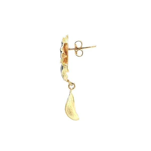 Gold Earrings with Enamel