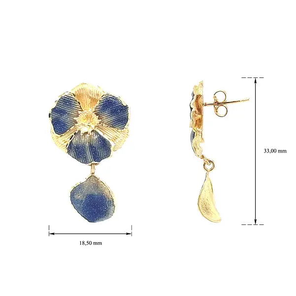 Gold Earrings with Enamel