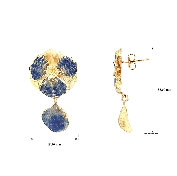 Gold Earrings with Enamel