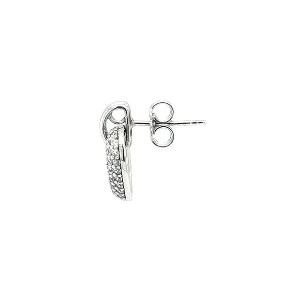 Earrings Heart with Zircones in White Gold