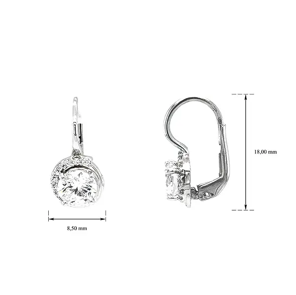 Earrings with White Gold Zircons