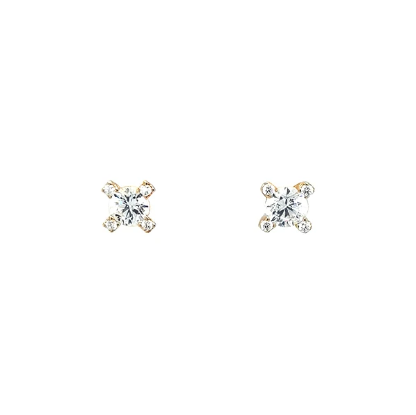 Gold Pecky Earrings with Zircones