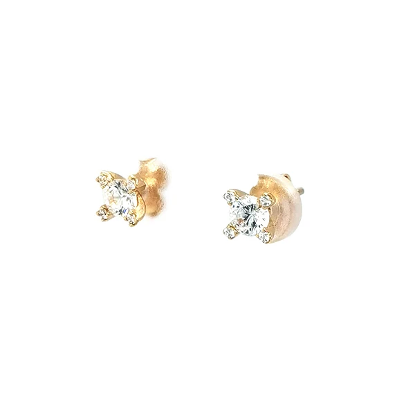 Gold Pecky Earrings with Zircones