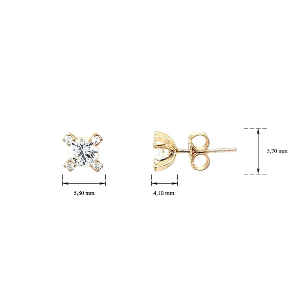 Gold Pecky Earrings with Zircones