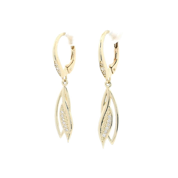 Gold Earrings with Shining Zircons in Elegant Design