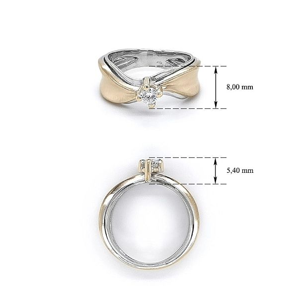 Engagement Ring with Zircon made of Combined Gold