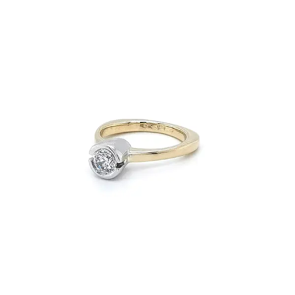 Gold Engagement Ring with Zircon