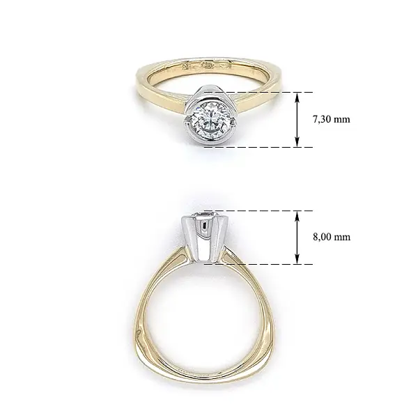 Gold Engagement Ring with Zircon