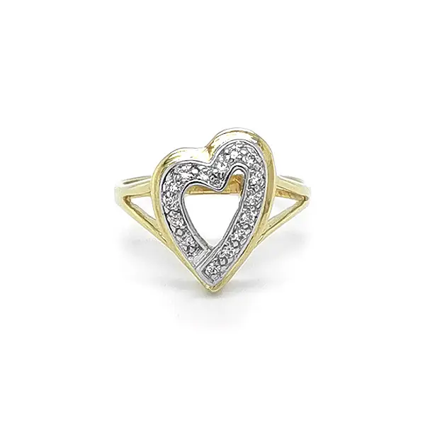 Gold Ring Heart with Zircones