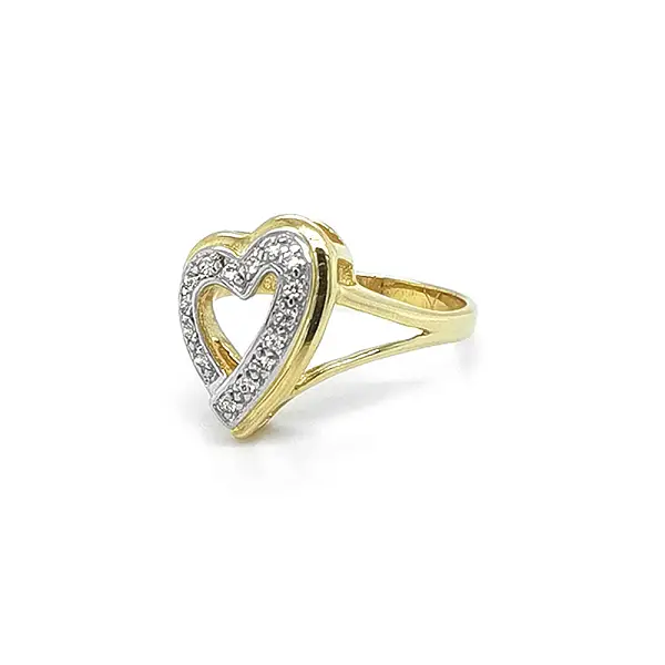 Gold Ring Heart with Zircones