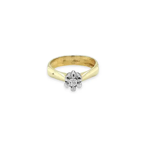 Gold Engagement Ring with Zircon