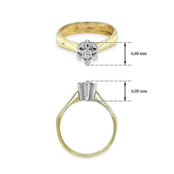 Gold Engagement Ring with Zircon