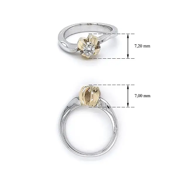 Ring with Zircon made of Combination Gold