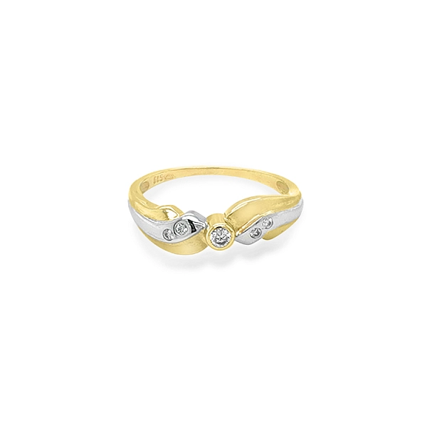 Gold Ring with Zircones made of Combined Gold