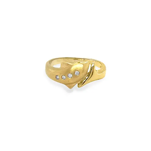 Gold Ring Dolphin with Zircons