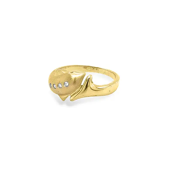 Gold Ring Dolphin with Zircons
