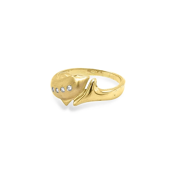 Gold Ring Dolphin with Zircons