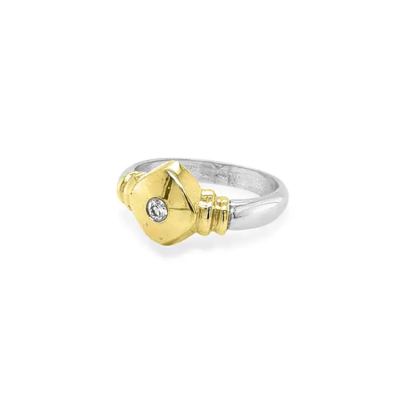 Gold Ring with Zircon made of Combined Gold