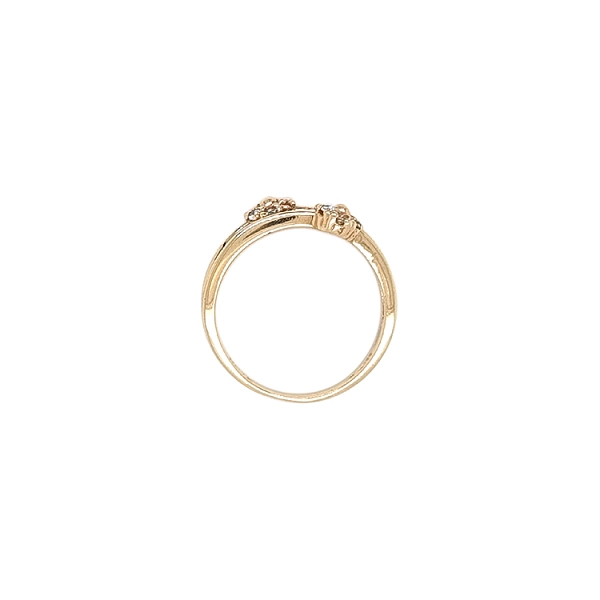 Gold Ring with Zircones Flower