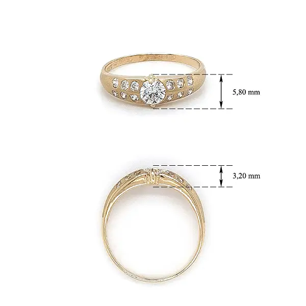Gold Ring with Zircons