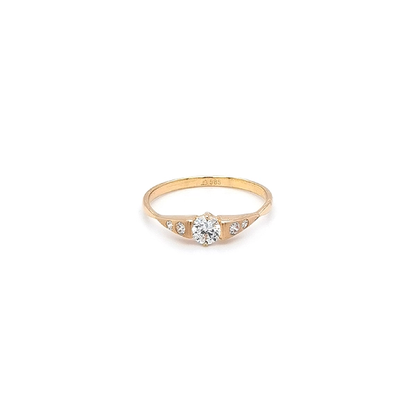 Gold Ladies Ring with Zircones