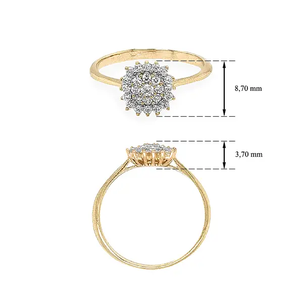 Gold Ring with Zircons