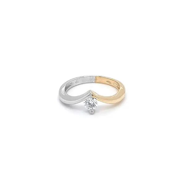 Gold Engagement Ring with Zircon