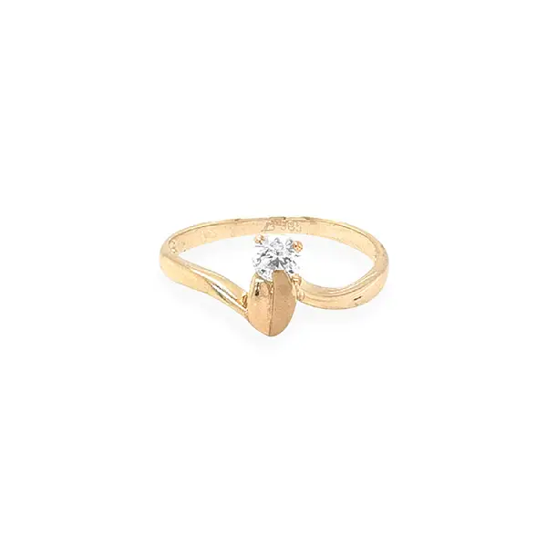 Gold Engagement Ring with Zircon