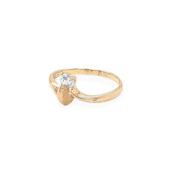Gold Engagement Ring with Zircon